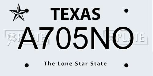 A705NO Texas License Plate