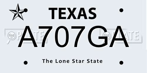 A707GA Texas License Plate