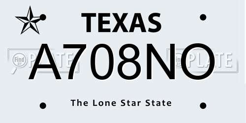 A708NO Texas License Plate