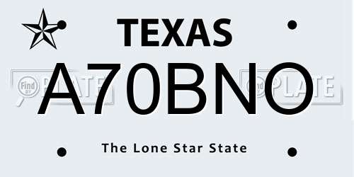 A70BNO Texas License Plate