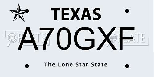 A70GXF Texas License Plate