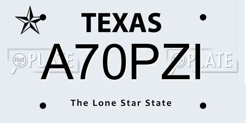 A70PZI Texas License Plate