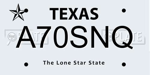 A70SNQ Texas License Plate