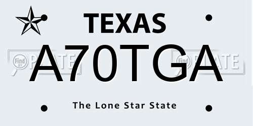 A70TGA Texas License Plate