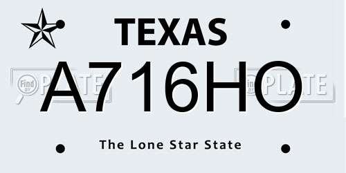 A716HO Texas License Plate