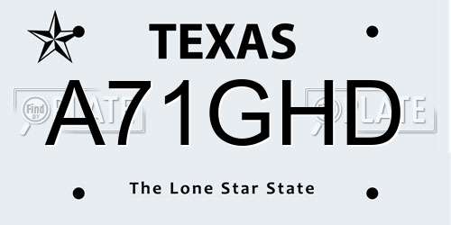 A71GHD Texas License Plate