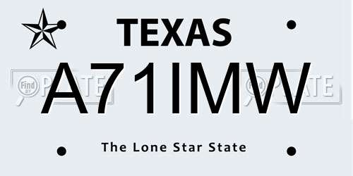 A71IMW Texas License Plate