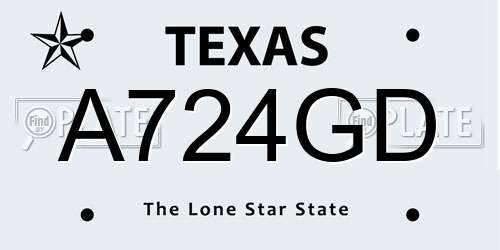 A724GD Texas License Plate