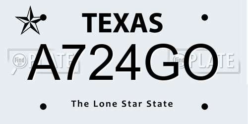 A724GO Texas License Plate