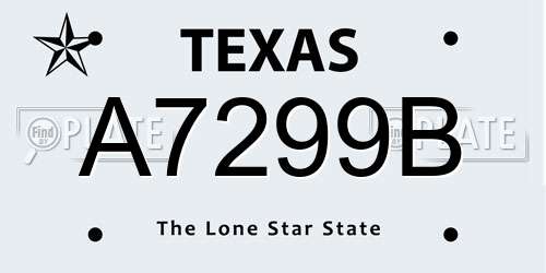 A7299B Texas License Plate