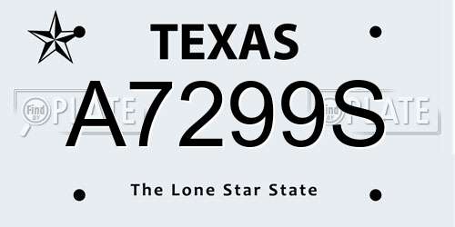 A7299S Texas License Plate
