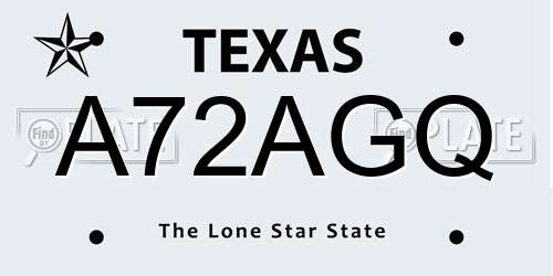 A72AGQ Texas License Plate