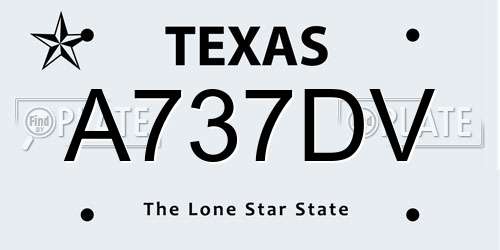 A737DV Texas License Plate