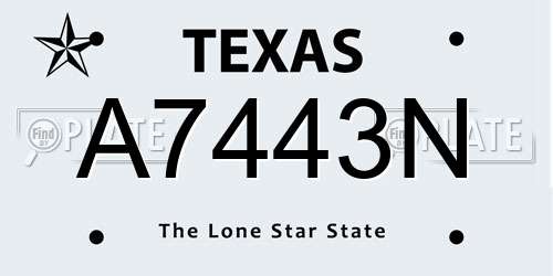 A7443N Texas License Plate