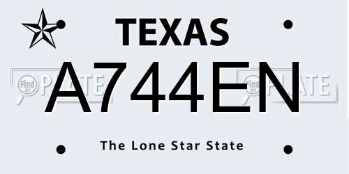 A744EN Texas License Plate