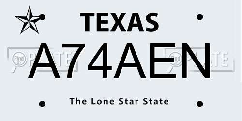A74AEN Texas License Plate