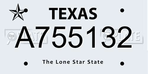 A755132 Texas License Plate