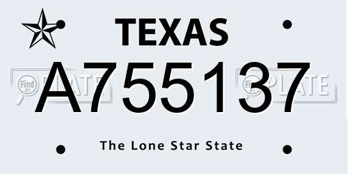 A755137 Texas License Plate