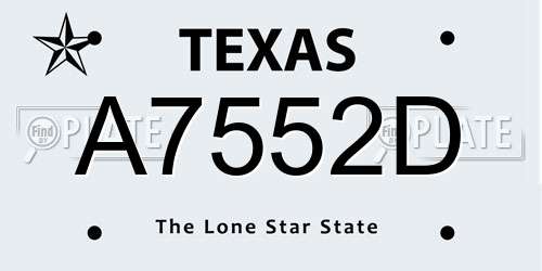 A7552D Texas License Plate