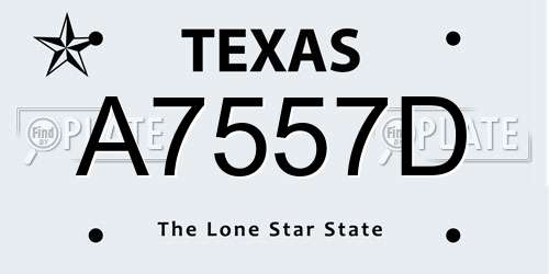 A7557D Texas License Plate