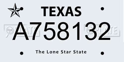 A758132 Texas License Plate