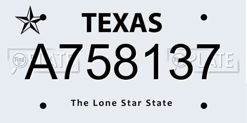 A758137 Texas License Plate