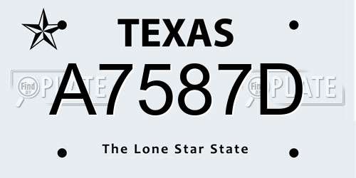 A7587D Texas License Plate