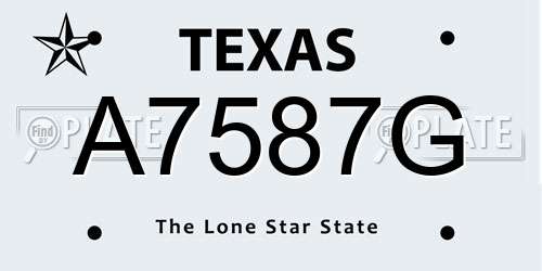 A7587G Texas License Plate