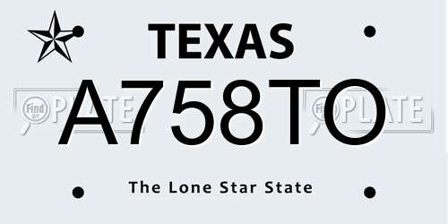 A758TO Texas License Plate
