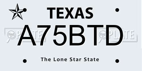 A75BTD Texas License Plate