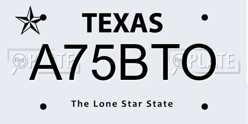 A75BTO Texas License Plate