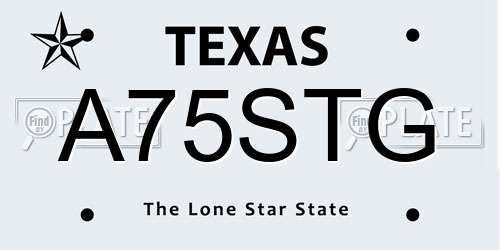 A75STG Texas License Plate