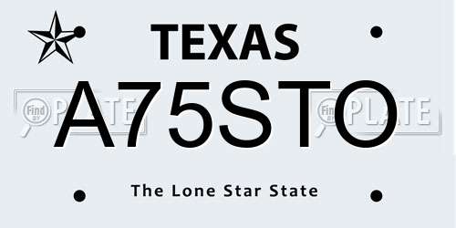 A75STO Texas License Plate