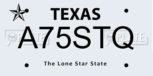 A75STQ Texas License Plate