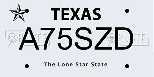 A75SZD Texas License Plate