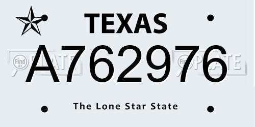A762976 Texas License Plate