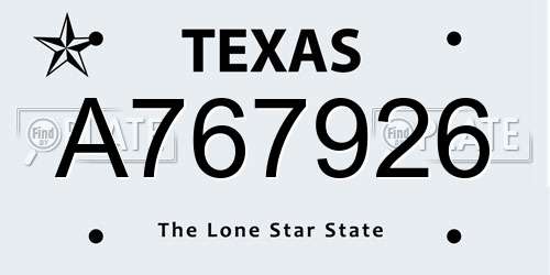 A767926 Texas License Plate