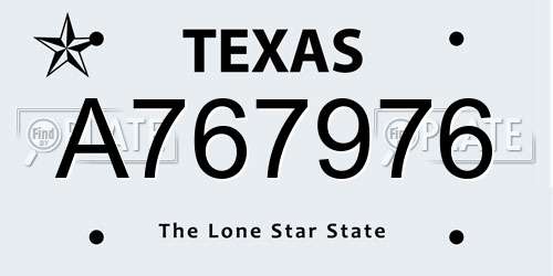 A767976 Texas License Plate