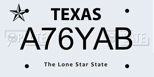 A76YAB Texas License Plate
