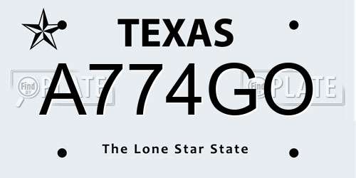 A774GO Texas License Plate