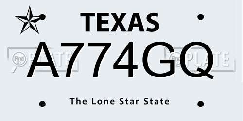 A774GQ Texas License Plate
