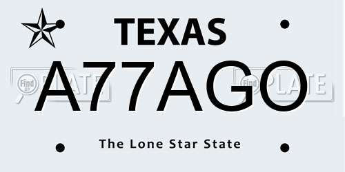A77AGO Texas License Plate