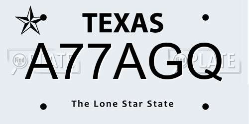 A77AGQ Texas License Plate