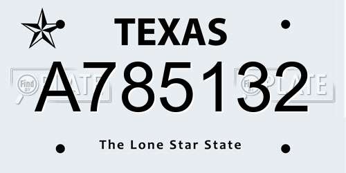 A785132 Texas License Plate