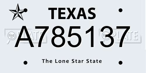 A785137 Texas License Plate