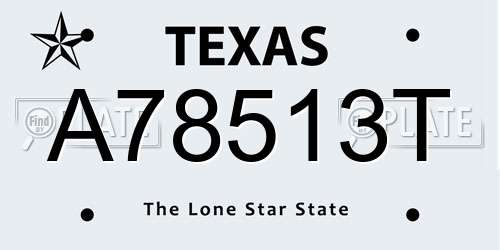 A78513T Texas License Plate