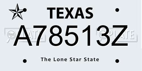A78513Z Texas License Plate