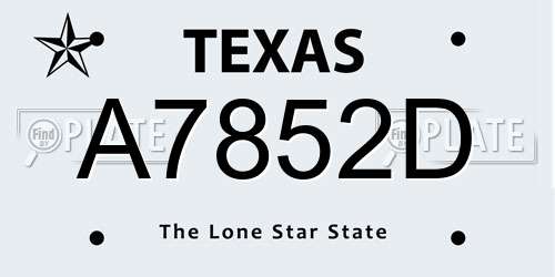 A7852D Texas License Plate