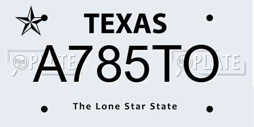 A785TO Texas License Plate