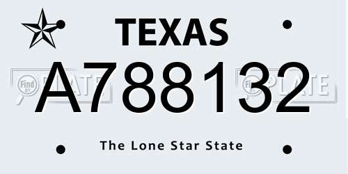 A788132 Texas License Plate